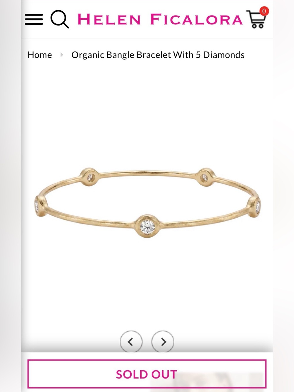 Helen Ficalora Gold Bracelet with 5 Diamonds